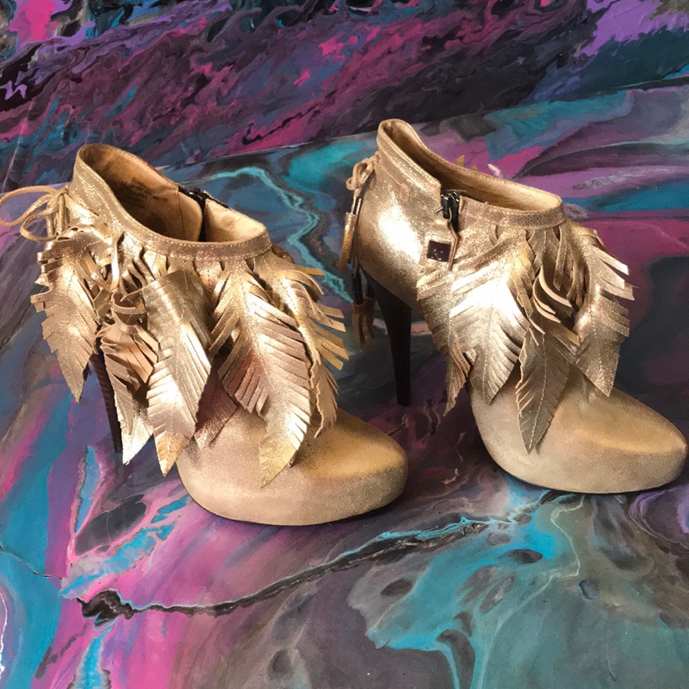 Rare gold rough justice shoes